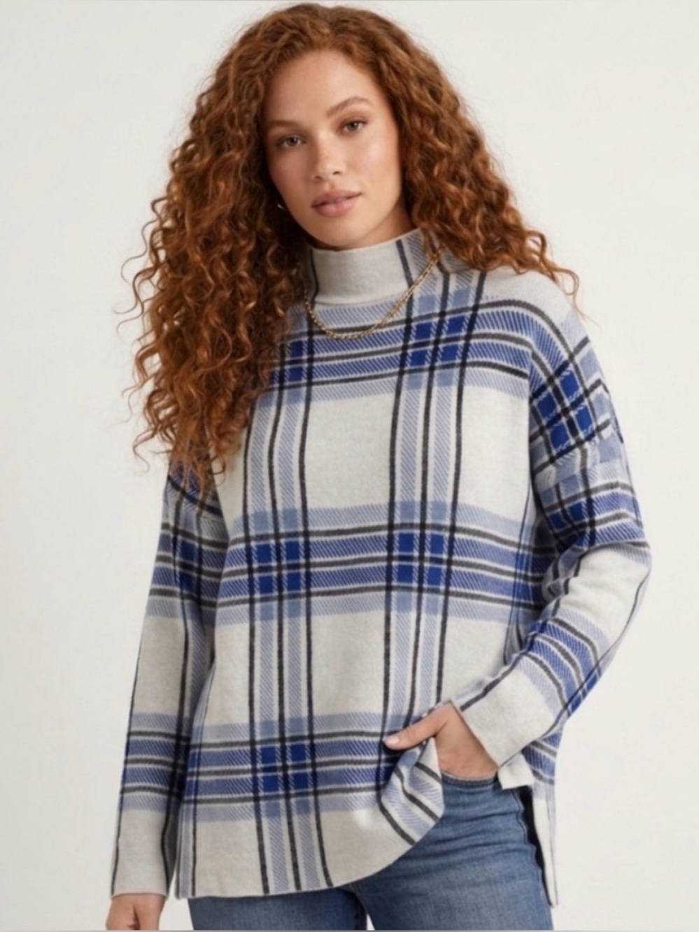 Tahari Mock Neck Knit Sweater